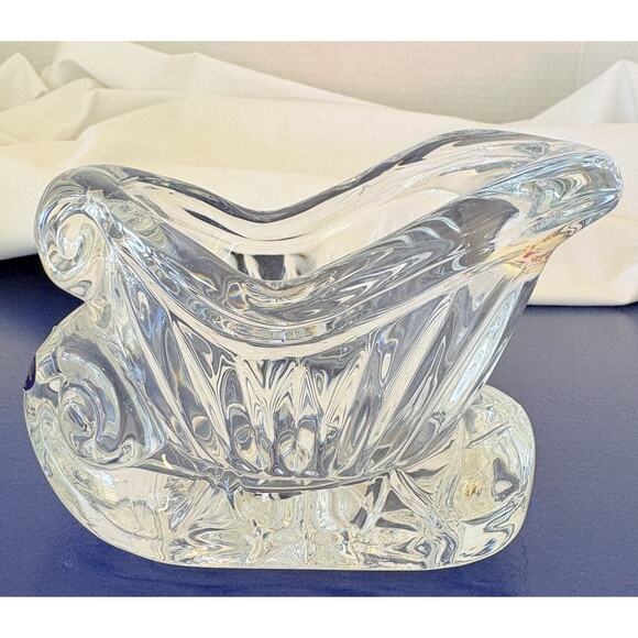 Cristal Christmas Sleigh 24%Lead Crystal Glass Beautiful Cut Details - Picture 2 of 15